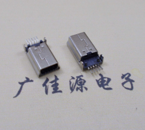 芙蓉MINI USB公头 5pin端子贴板带柱 10.7mm体长