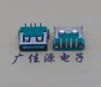 毕节USB2.0接口|AF90度母座|卧插直口|绿色胶芯