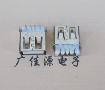 剑河USB母座接口 AF90度沉板1.9引脚4P插件白胶芯直边