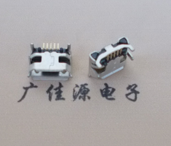 乐业Micro USB母座牛角间距7.2x6.6mm加长端子定位柱