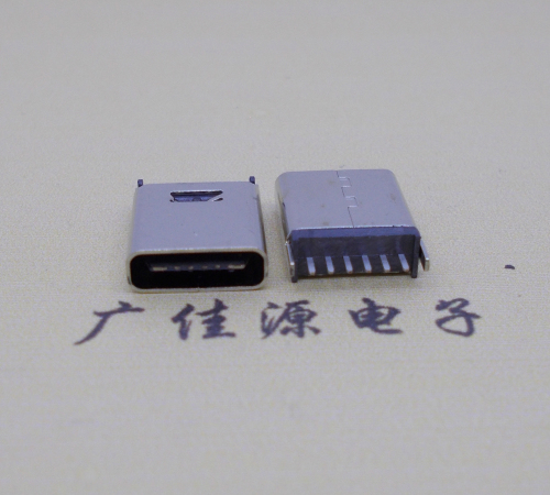 平顺直立式插板Type-C6p母座连接器高H=10.0mm