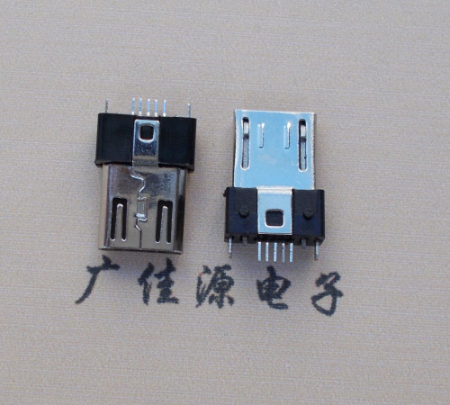 秦安MICRO USB 5P公头B型SMT贴板带柱