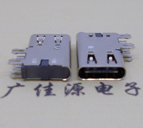 城固侧插USB3.1接头座子.90度type-c母座.6p侧插连接器