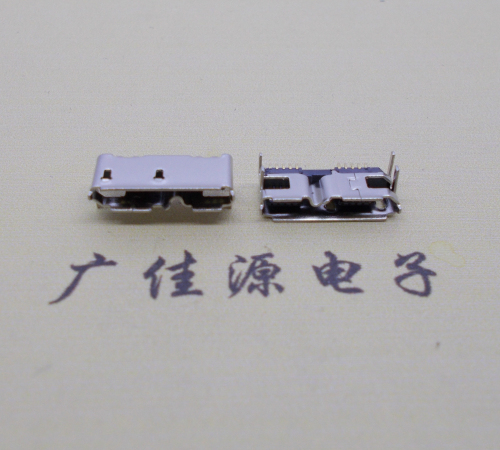 尖峰镇micro usb 3.0 10pin母座双接口带卷边四脚插板