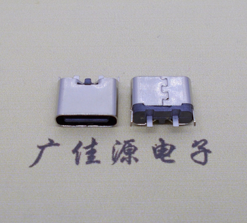 景泰铆合式type c2p母座两脚插板尾部带卡扣