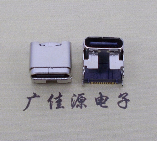 锡林郭勒type c16p四脚插板单排贴片板上垫高母座H=5.9、9.5mm
