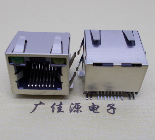 华阴RJ45-15.5高度-smt带灯带弹网络接口连接器