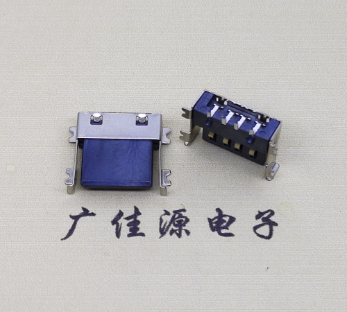麻章薄胶芯母座 USB2.0卧式贴板A母10.0短体尺寸